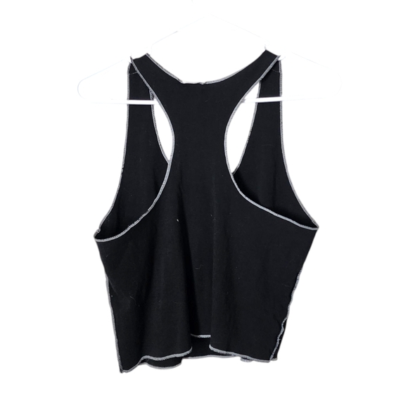 VINTAGE y2k baby tee crop tee tank top in black moto size L/XL - Picture 2 of 5